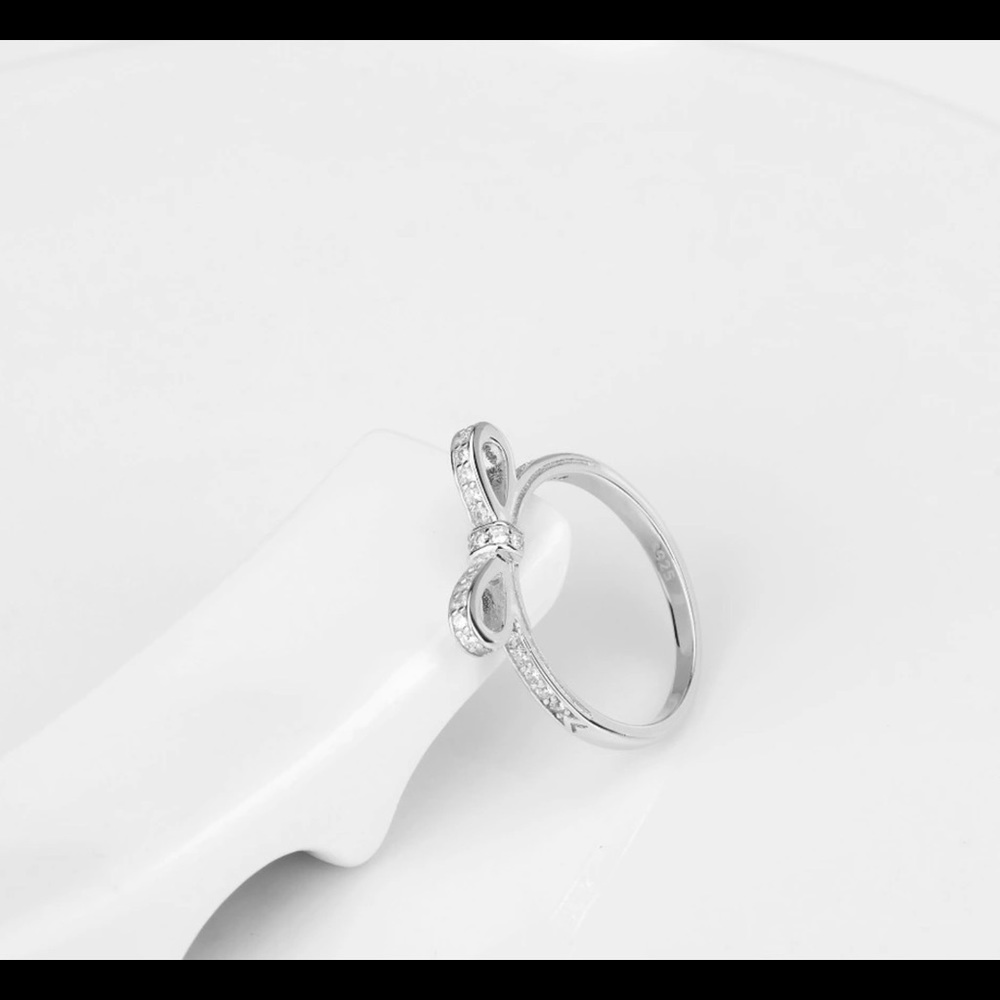💜 (925) BOW KNOT MICRO PAVE RING - Picture 2 of 4